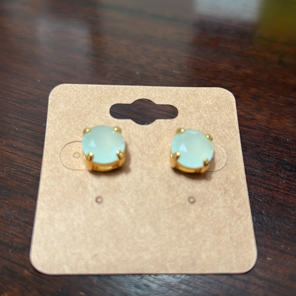 J. Crew Gold Plated Faceted Stone Stud Earrings “Signed”